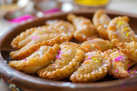 Gujiya is an Indian sweet made during Holi festival
