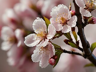 Obraz premium cherry blossoms in bloom photographed during the day directly on the tree