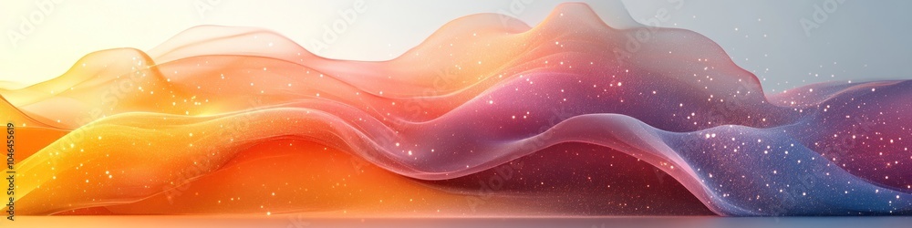 Poster abstract waves of color and light creating a serene atmosphere.