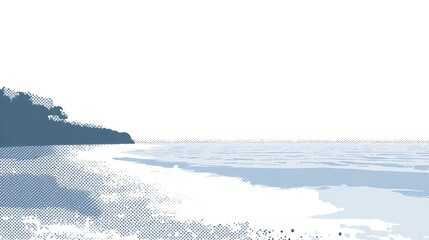 Fototapeta premium A serene seascape with a distant shoreline and calm water.