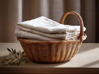 laundry basket with sheets