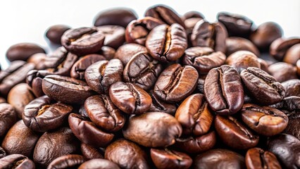 Fototapeta premium A Close-Up of Roasted Coffee Beans, Displaying Their Rich Brown Hues and Detailed Texture, Evoking a Sense of Warmth and Comfort.