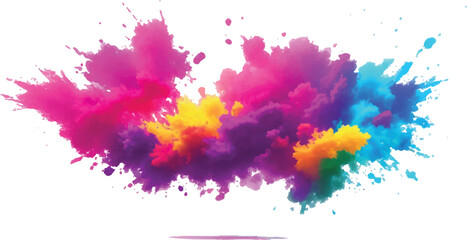 Multicolor powder explosion on White background. Colored cloud. Colorful dust explode. Paint Holi. colorful rainbow Holi paint color powder explosion with bright colors isolated white background.	