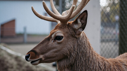 Fototapeta premium Majestic Moose Duo in Enclosure