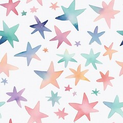Obraz premium Tiny Pastel Stars in Minimalist Watercolor Style