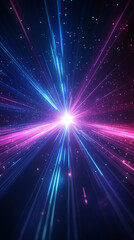 Naklejka premium Neon futuristic flashes on black background. Motion light lines backdrop. For banner, postcard, illustration. Blur neon light. Abstract technology banner design. Digital neon lines