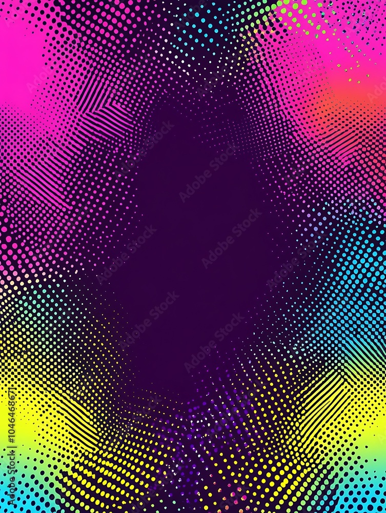 Fototapete abstract background with a colorful halftone pattern in a dark purple frame.