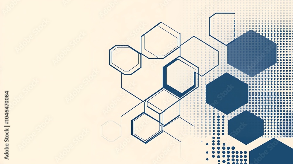 Poster Abstract background with blue hexagonal patterns.