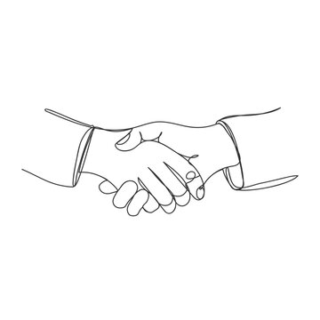 recommend clip art: Continuous one line art hand shake shape isolated vector illustration.