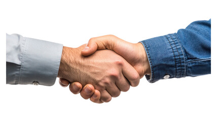 A handshake between two people signifies a mutual agreement in a business context.