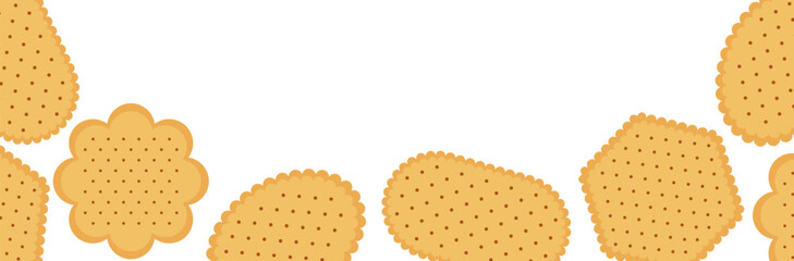 Biscuit crackers cookies border card invitation decoration flat illustration 