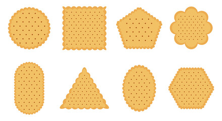 Set of crackers cookies collection flat illustration clipart cartoon