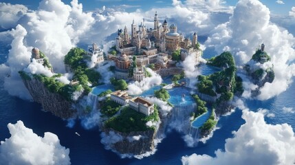 Fototapeta premium Transforming Realities: A World Where Buildings and Landscapes Seamlessly Morph Together
