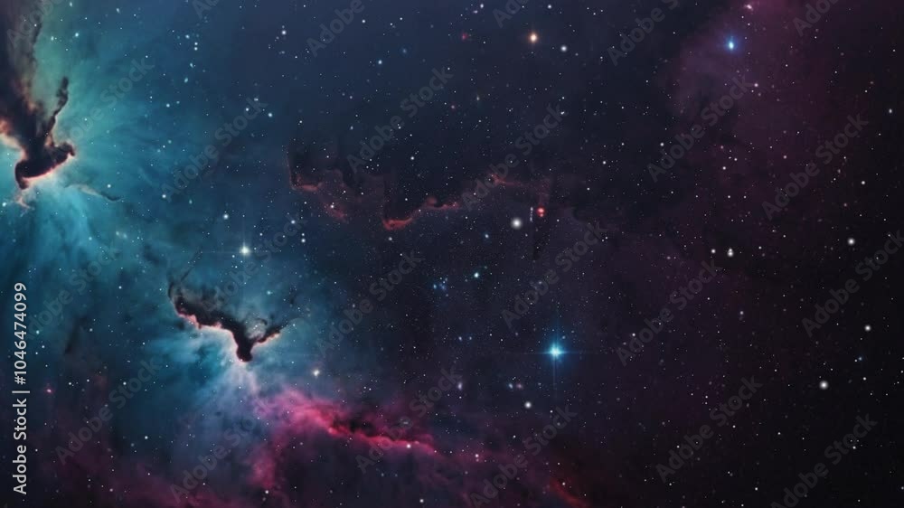 Aufkleber view on illuminated unknown nebula deep in outer space