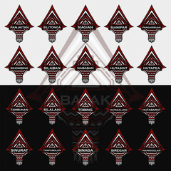 Batak clan ethnic logo asian house line pop art colorful design vector