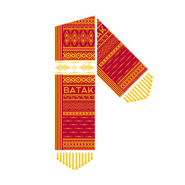 Indonesia ulos fashion cloth minimalist logo. Simple batak dress vector design. Isolated with soft background.