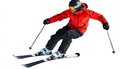 A snowboarder gracefully carving through fresh powder on a sunny winter day in the mountains