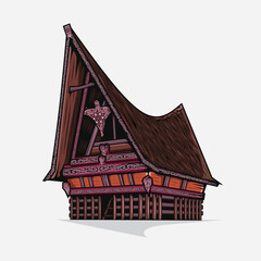 Batak logo house building asian house line pop art colorful design vector