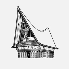 Batak logo house building asian house line pop art colorful design vector