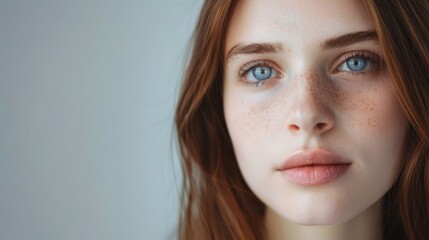 Naklejka premium Close-up of a girl with empty space on one side