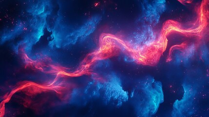 A glowing abstract background in vibrant blue and red hues.

