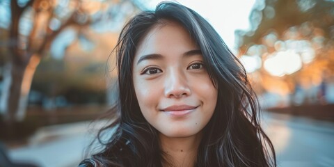 Fototapeta premium Close-up of young woman smiling outdoors