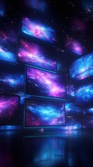 Futuristic device showcasing multiple dimensions of reality through advanced holographic projection technology.