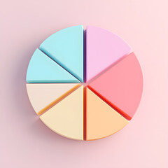 Obraz premium Top view 3d pie chart isolated on white 