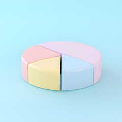 Obraz premium Top view 3d pie chart isolated on white 