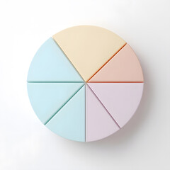 Obraz premium Top view 3d pie chart isolated on white 