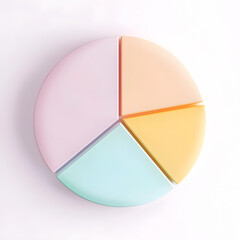 Obraz premium Top view 3d pie chart isolated on white 