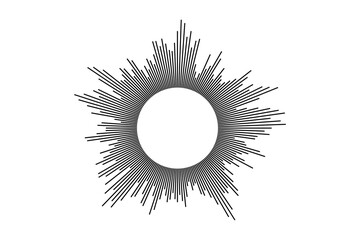 Circular sound waves, radial spectrum designs, ring lines patterns. 