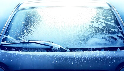 Obraz premium A peaceful watercolor scene of a car frozen in place, covered in snow. Frost-covered car. Watercolor Illustration. Drawing. Art. Winter. 2