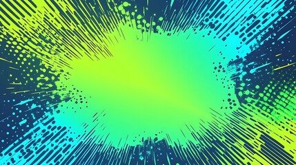 Obraz premium Abstract blue, green and yellow burst background with copy space.
