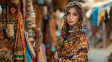 Obraz premium Eclectic shot of a girl dressed in a fusion of contemporary attire