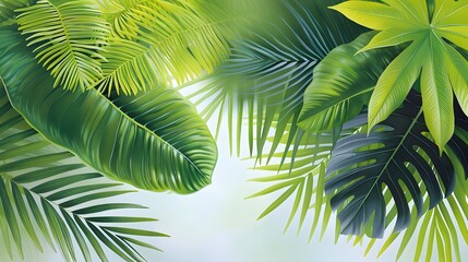 Obraz premium Lush green tropical leaves background design
