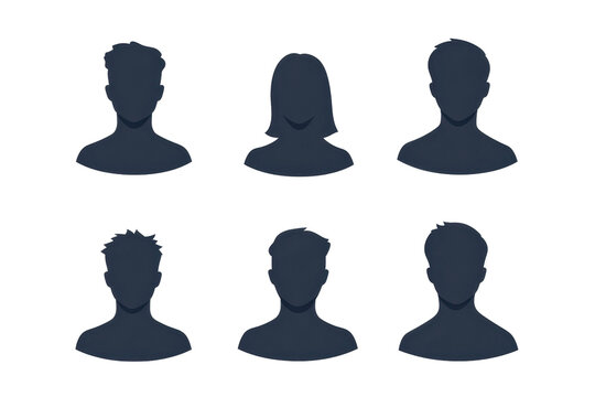 Silhouetted profiles of diverse individuals in a minimalist design, showcasing various hairstyles and features against a plain backdrop.