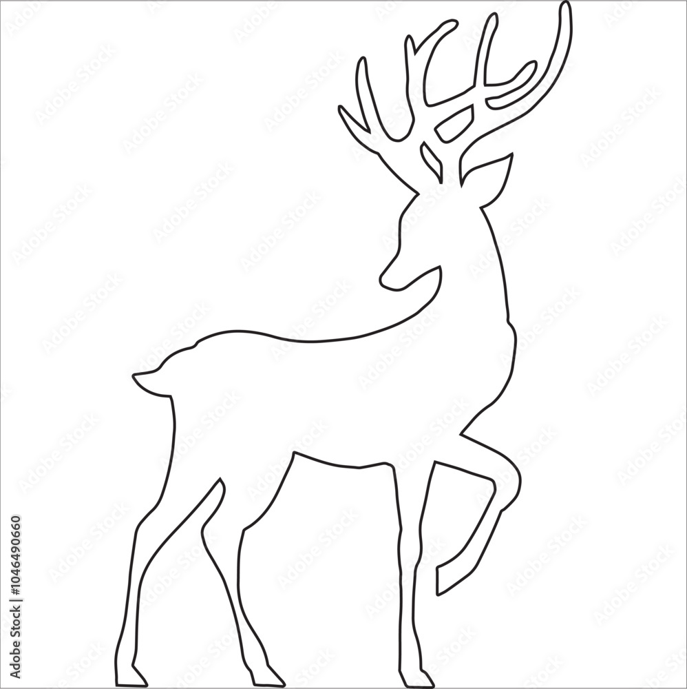 Wall mural elk silhouette animal black and white vector antlers mammal lines