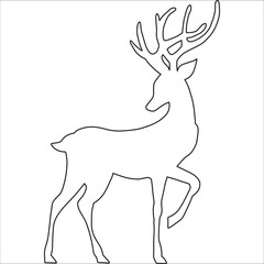 Elk silhouette animal black and white vector antlers mammal lines