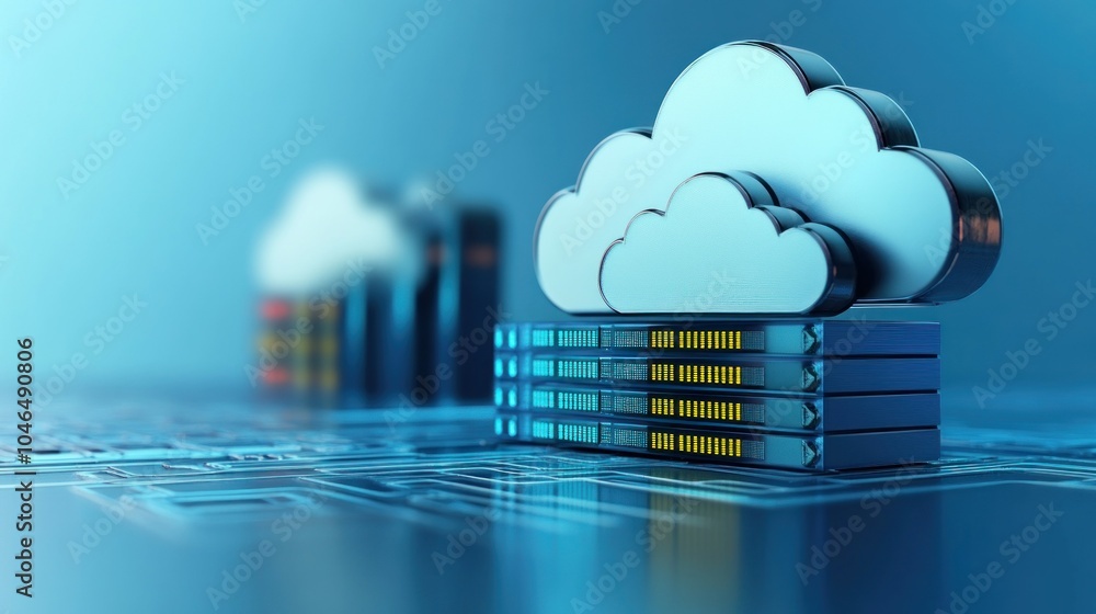 Poster server 3d cloud storage future technology development concept background wallpaper ai generated imag