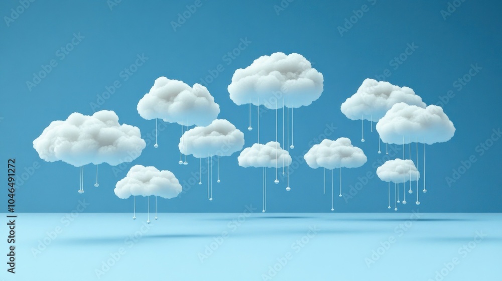 Poster clouds concept interconnected network storage data transfer modern digital technology background wal