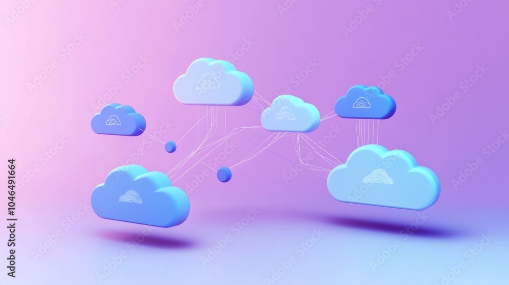 Poster clouds concept interconnected network storage data transfer modern digital technology background wal
