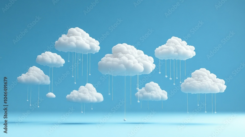 Poster clouds concept interconnected network storage data transfer modern digital technology background wal