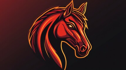 Fototapeta premium Illustration gaming mascot horse animal head logo design E-Sport background wallpaper AI generated image