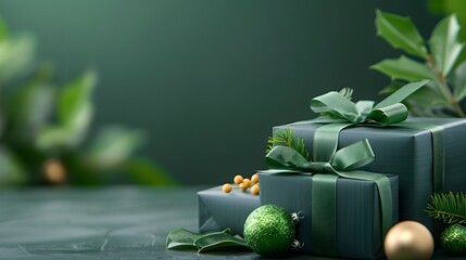 Elegant green gift boxes for festive celebrations