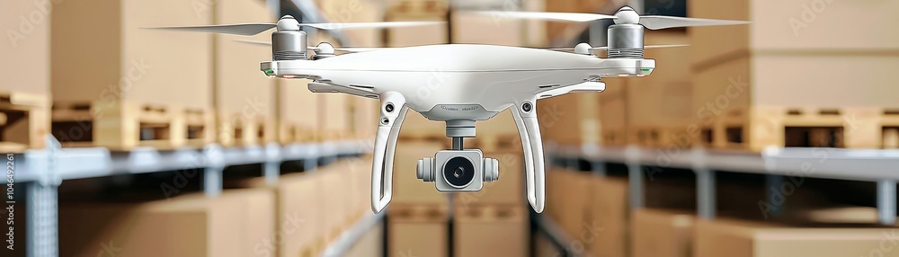 Poster automated drones performing scanning in warehouse environment