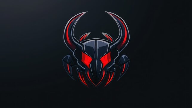 Illustration gaming mascot Horn beetle insect head logo design E-Sport background wallpaper AI generated image