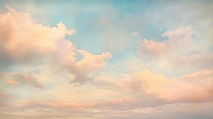 Obraz premium Soft watercolor sky with pastel clouds, light blues and soft pinks blending together, artistic and calming, great for use as stock backgrounds,