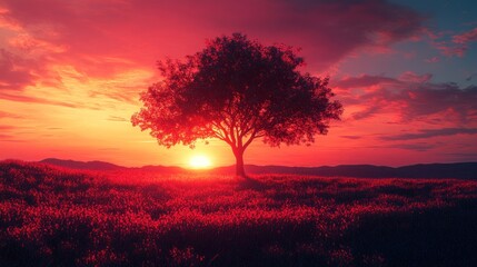 Fototapeta premium Solitary Tree at Sunset