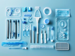 A detailed view of a copier cleaning kit with multiple accessories